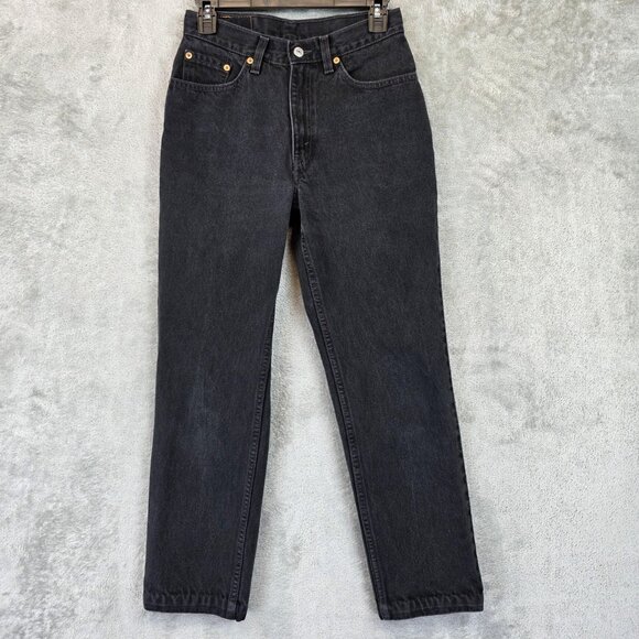 Vintage Levi's 512 Jeans Womens 7 Short Black Denim Slim Fit Straight Leg 90s - Picture 1 of 11